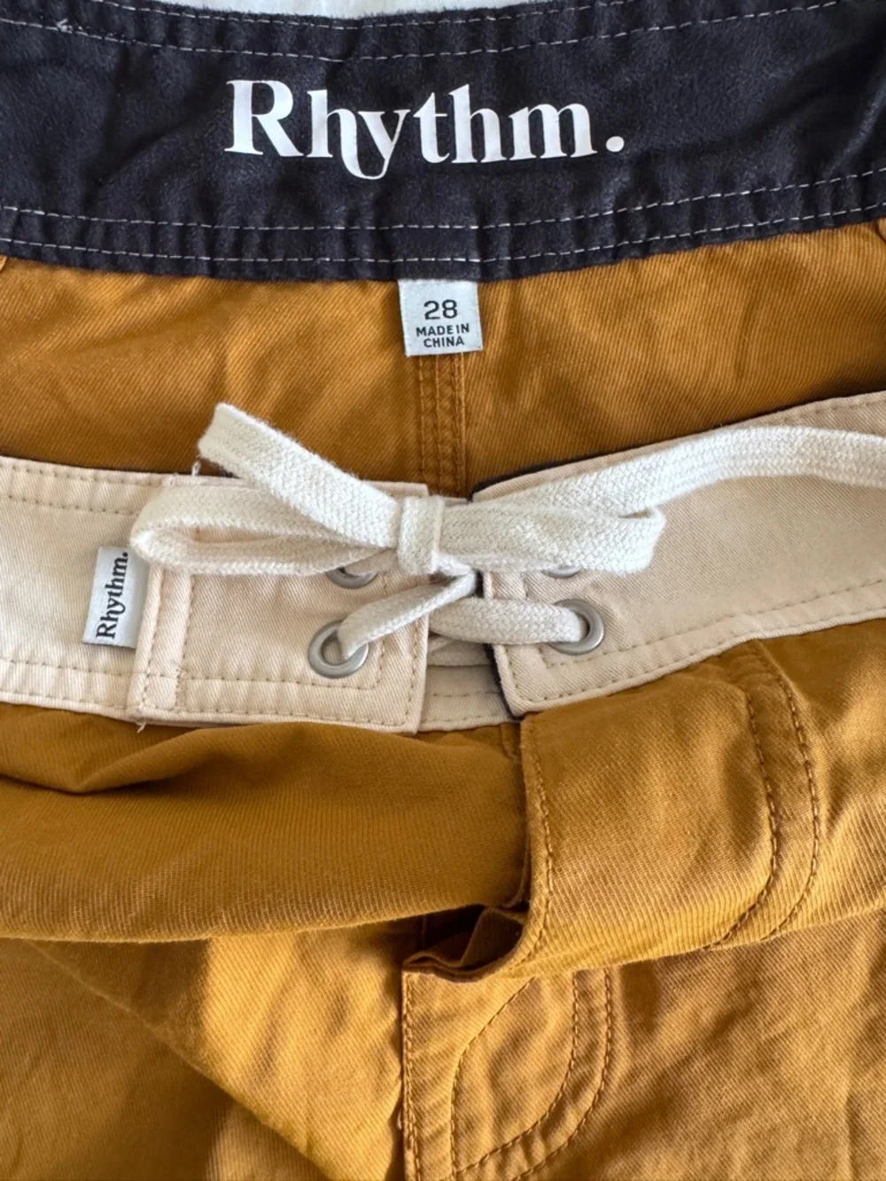 Rhythm Men's Heritage Boardshorts Dijon with Cream Waistband Size 28 Beach Surf